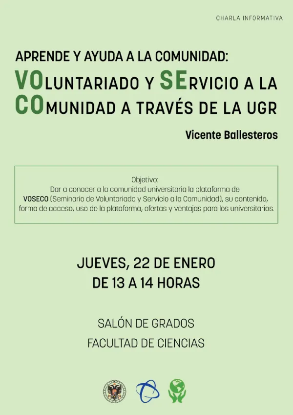 Aprende y ayuda a la comunidad: VOluntariado y SErvicio a la COmunidad a través de la UGR