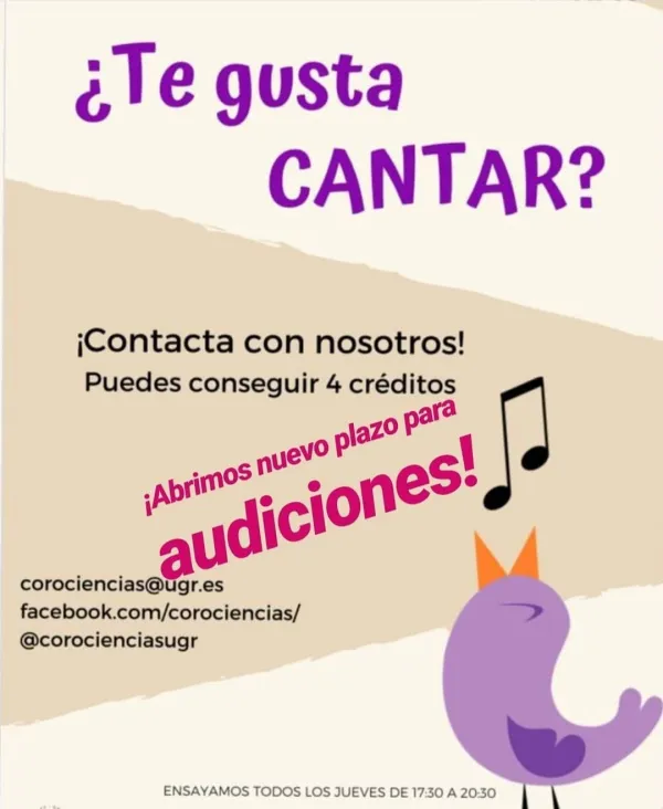 Plazo para audiciones del Coro de la Facultad de Ciencias para el curso 20/21