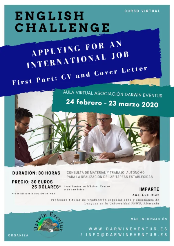 Curso virtual "Applying For An International Job, 1st part: CV and Cover Letter"