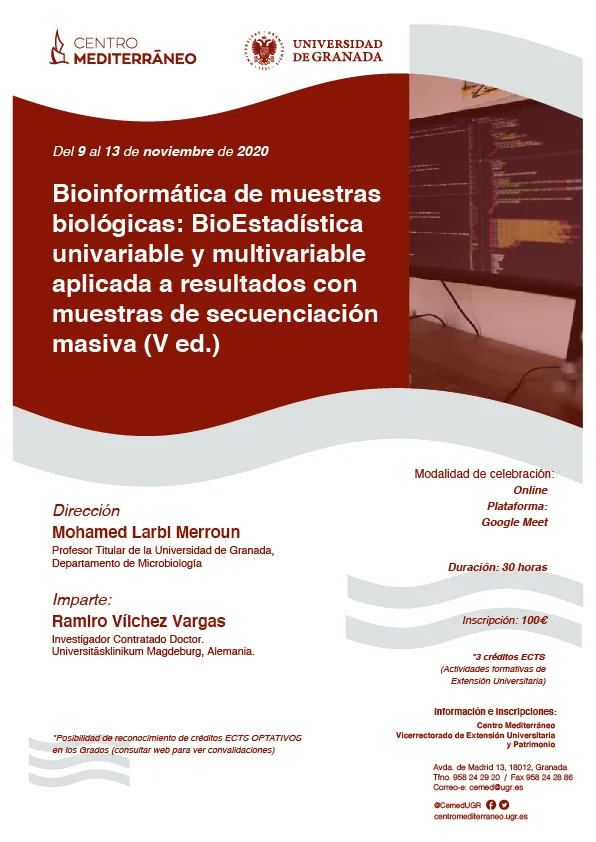 Curso Online - Bioinformática de muestras biológicas: BioEstadística univariable y multivariable aplicada a resultados con muestras de secuenciación masiva (V ed.)