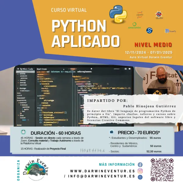 Curso Virtual "Python aplicado - nivel medio" noviembre 2024