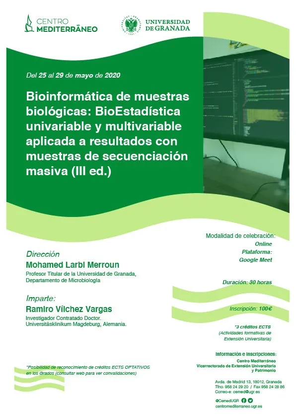 Curso Online Bioinformática de muestras biológicas: BioEstadística univariable y multivariable aplicada a resultados con muestras de secuenciación masiva