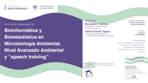 Bioinformática y Bioestadística en Microbiología Ambiental. Nivel Avanzado Ambiental y “speech training”