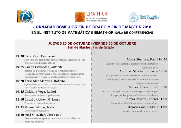 Jornadas RSME-UGR Fin de Grado y Fin de Máster 2018