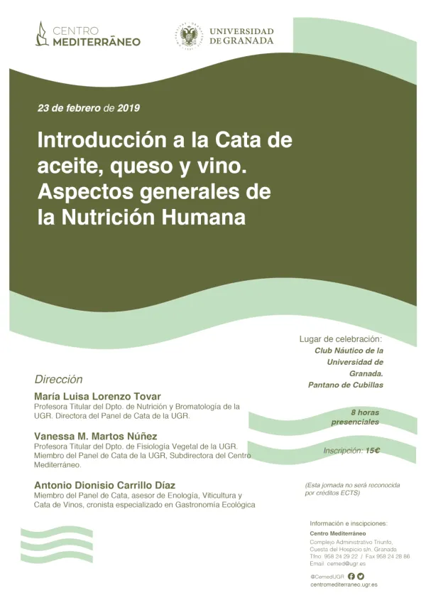 Introducción a la Cata de aceite, queso y vino. Aspectos generales de la Nutrición Humana