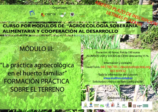 I curso de agroecología, soberanía alimentaria y cooperación al desarrollo (módulo III)