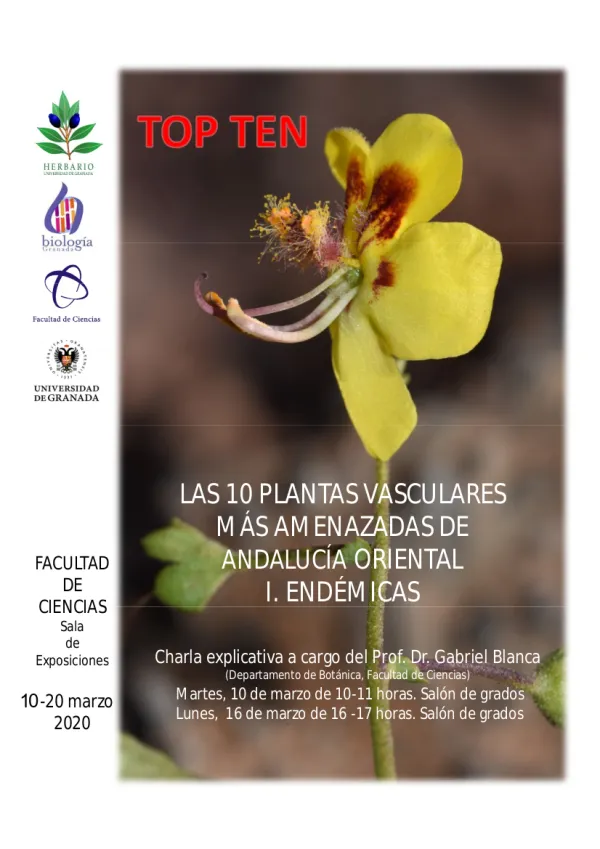 Exposición: Top Ten las 10 plantas vasculares más amenazadas de Andalucía Oriental. I Endémicas