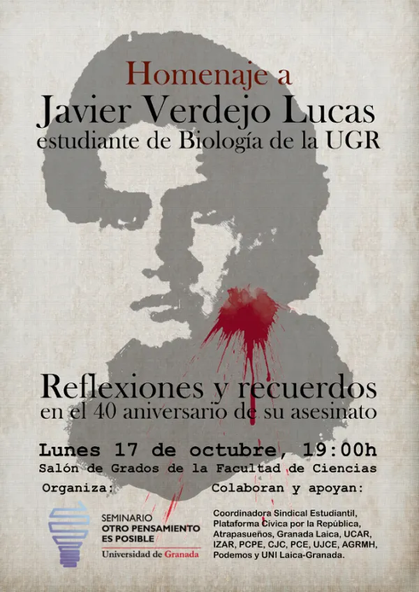 Homenaje a Javier Verdejo Lucas. Estudiante de Biología de la UGR