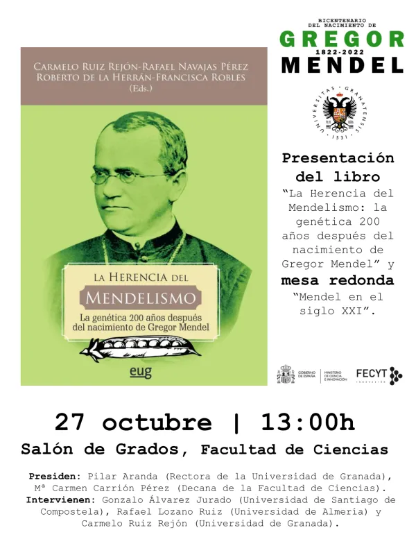 Presentación del libro “La Herencia del Mendelismo: la genética 200 años después del nacimiento de Gregor Mendel” y mesa redonda “Mendel en el siglo XXI”