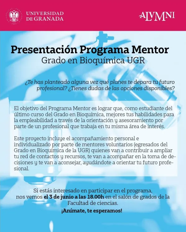 Presentación Programa Mentor (Grado en Bioquímica UGR)