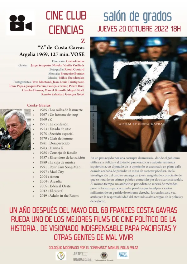 Proyección de la película "Z" en el Cine Club Ciencias. 