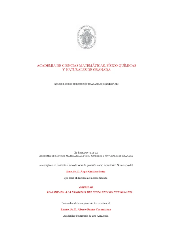  Toma de posesión como Académico Numerario del Doctor D. Ángel Gil Hernández.