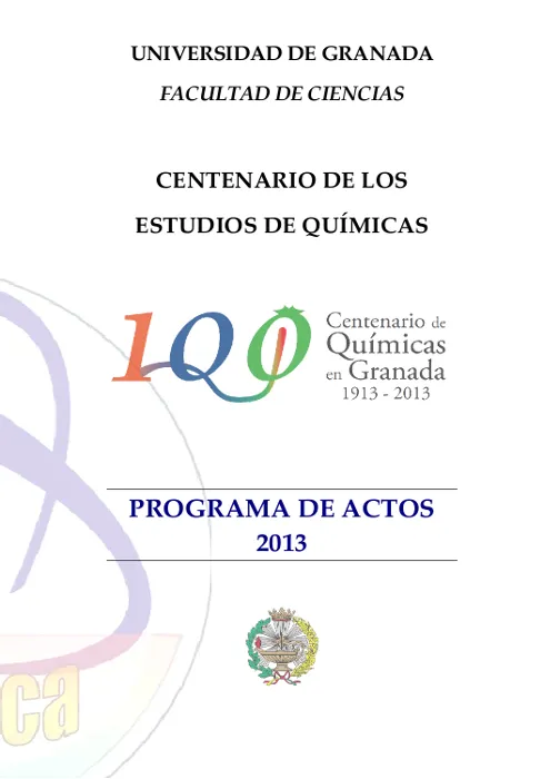 Programa de actos del Centenario de Químicas en Granada
