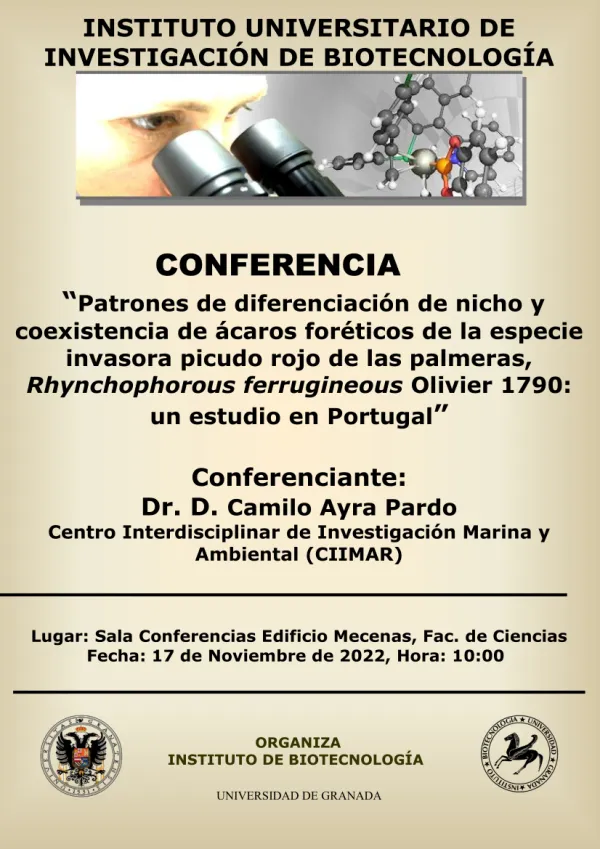 Patrones de diferenciación de nicho y coexistencia de ácaros foréticos de la especie invasora picudo rojo de las palmeras, Rhynchophorous ferrugineous Olivier 1790: un estudio en Portugal