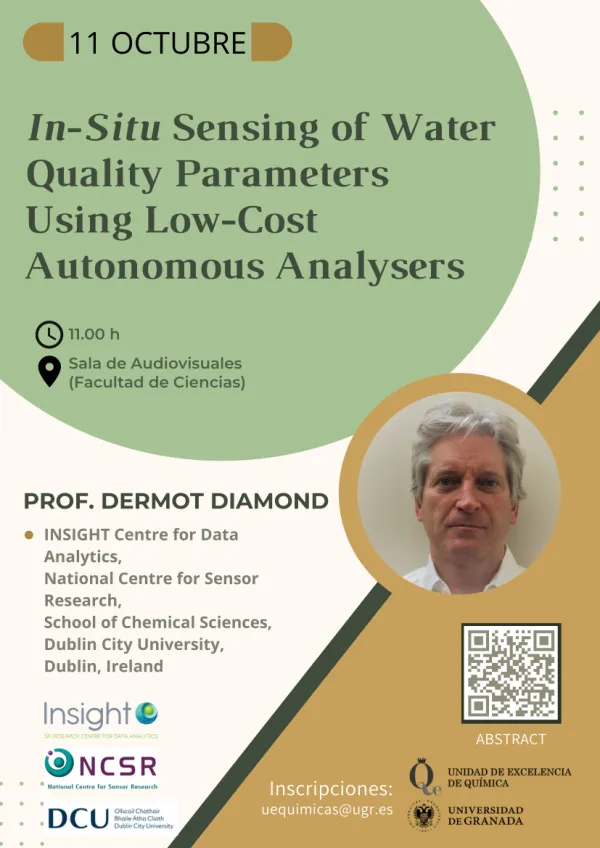 Conferencia Prof. Dermot Diamond. "In-Situ Sensing of Water Quality Parameters Using Low-Cost Autonomous Analysers: Opportunities and Challenges”.