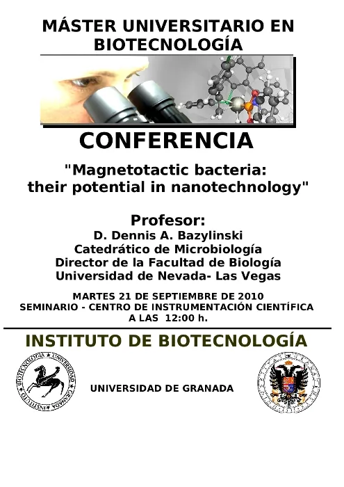 Conferencia "Magnetotactic bacteria:  their potential in nanotechnology"