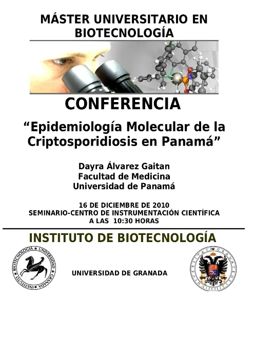 Conferencia  “Epidemiología Molecular de la Criptosporidiosis en Panamá”