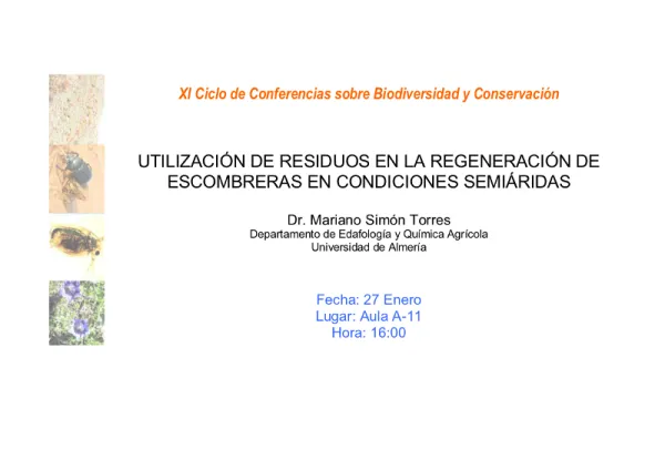 Utilización de Residuos en la Regeneración de Escombreras en Condiciones Semiáridas