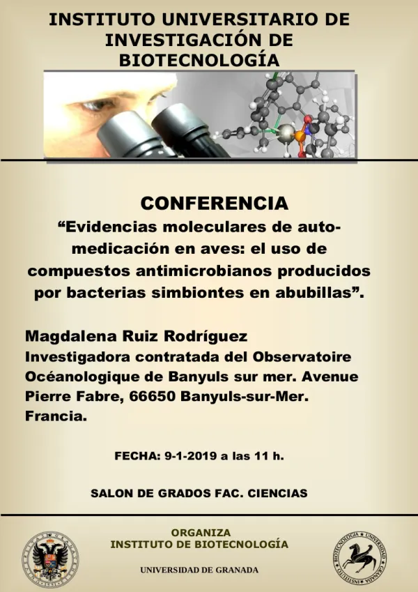 Evidencias moleculares de auto- medicación en aves: el uso de compuestos antimicrobianos producidos por bacterias simbiontes en abubillas