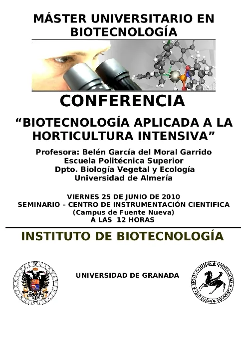 Conferencia "Biotecnología aplicada a la horticultura intensiva"