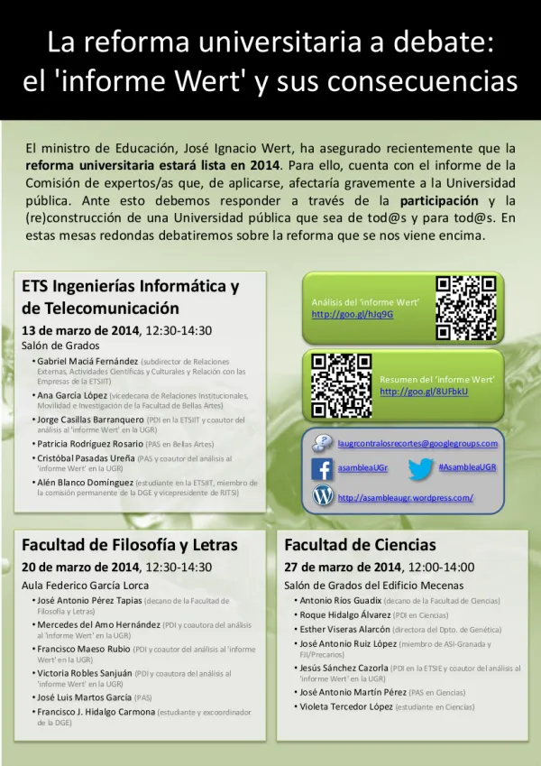 La reforma universitaria a debate: el 'informe Wert' y sus consecuencias