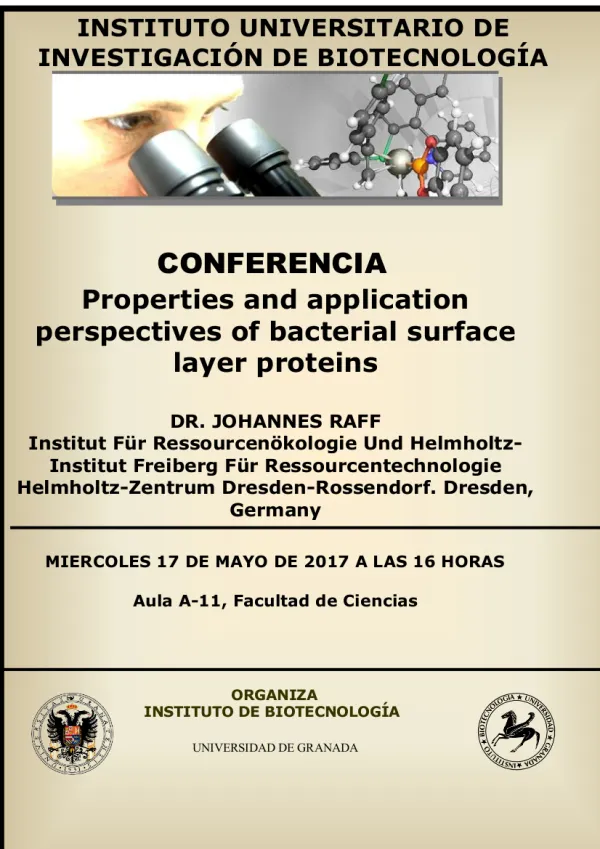 Conferencia "Properties and application perspectives of bacterial surface layer proteins"