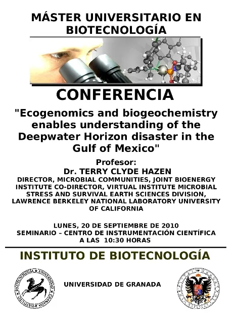 Conferencia "Ecogenomics and biogeochemistry enables understanding of the Deepwater Horizon disaster in the Gulf of Mexico"