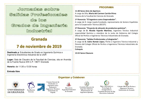 Jornada sobre Salidas Profesionales de los grados de ingeniería industrial