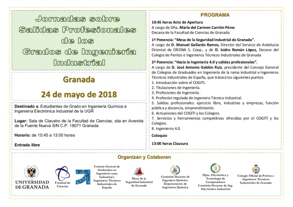Jornadas sobre salidas profesionales de los grados de Ingeniería Industrial