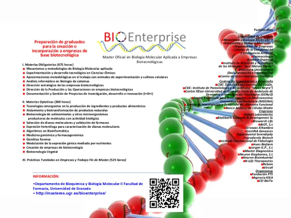 Máster Oficial en Biología Molecular Aplicada a Empresas Biotecnológicas