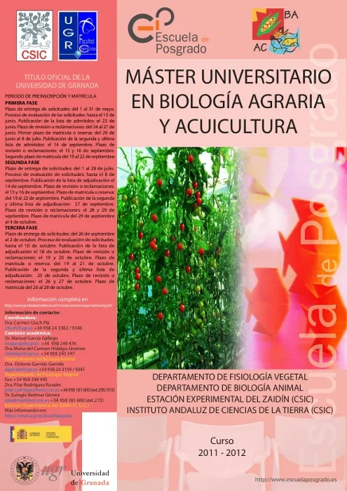 Máster Universitario en Biología Agraria y Acuicultura