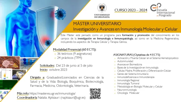 Máster Universitario en Investigación y Avances en Inmunología Molecular y Celular 2023/2024 