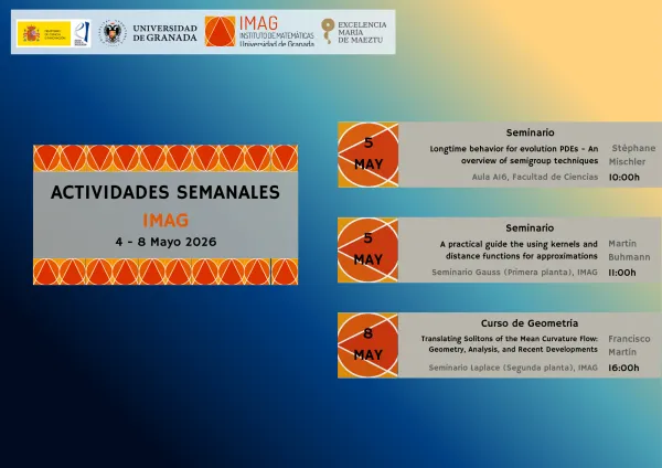 Agenda de actividades académicas del IMAG – Semana del 4 al 8 de mayo de 2026