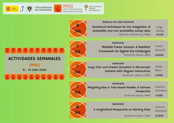 Agenda de actividades académicas del IMAG – Semana del 6 al 10 de julio de 2026