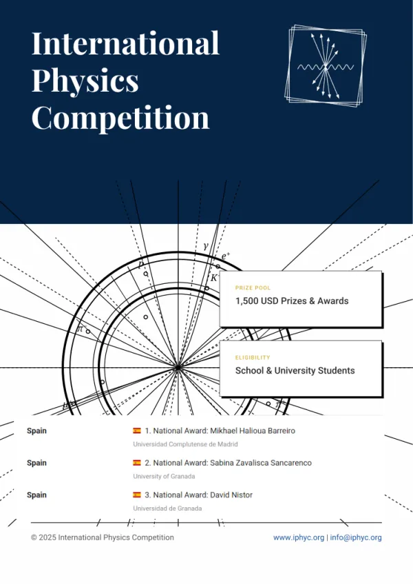 Dos estudiantes de la Facultad de Ciencias en el Podio de los National Awards (España) del concurso The International Physics Competition (IPhyC)