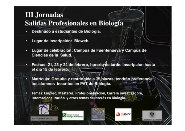 III Jornadas "Salidas Profesionales en Biología"
