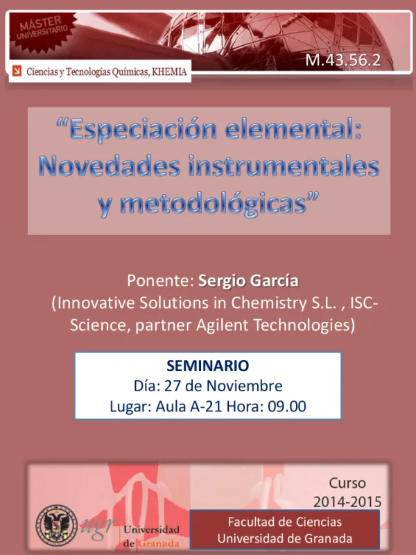 Especiación elemental: Novedades instrumentales y metodológicas